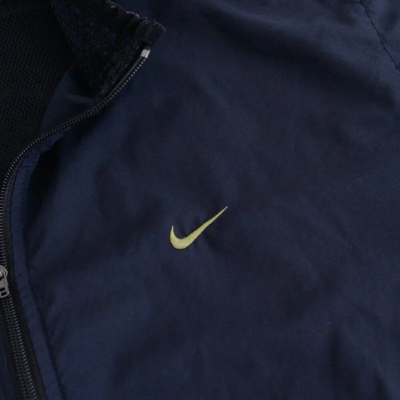 VTG Nike Y2K Navy  Blue Gray Tag Zip Up Fishnet Lined Running Windbreaker Jacket - Picture 6 of 12